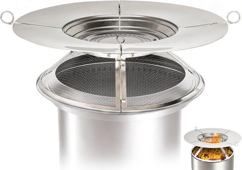 Heat Deflector with Mesh Spark Screen for Solo Stove Bonfire 19.5", Durable 304 Stainless Steel 2 in 1 Heat Diffuser and Shield for Solo Stove Accessories Enhance Warmth and Outdoor Safe in Kuwait