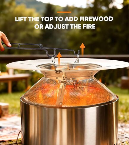 Heat Deflector with Mesh Spark Screen for Solo Stove Bonfire 19.5", Durable 304 Stainless Steel 2 in 1 Heat Diffuser and Shield for Solo Stove Accessories Enhance Warmth and Outdoor Safe in Kuwait