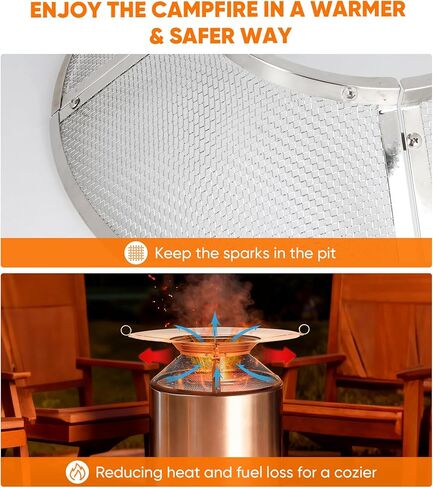 Heat Deflector with Mesh Spark Screen for Solo Stove Bonfire 19.5", Durable 304 Stainless Steel 2 in 1 Heat Diffuser and Shield for Solo Stove Accessories Enhance Warmth and Outdoor Safe in Kuwait