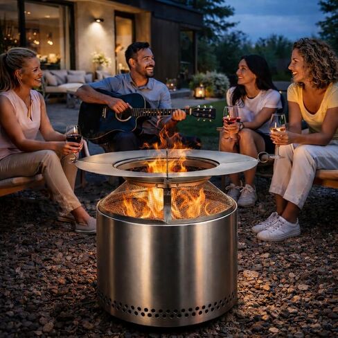 Heat Deflector with Mesh Spark Screen for Solo Stove Bonfire 19.5", Durable 304 Stainless Steel 2 in 1 Heat Diffuser and Shield for Solo Stove Accessories Enhance Warmth and Outdoor Safe in Kuwait