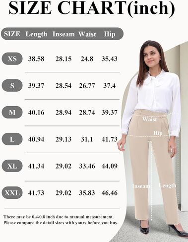 Womens High Waisted Stretchy Dress Work Pants Straight Leg Pull On Business Casual Office Slacks with Pockets in Saudi Arabia