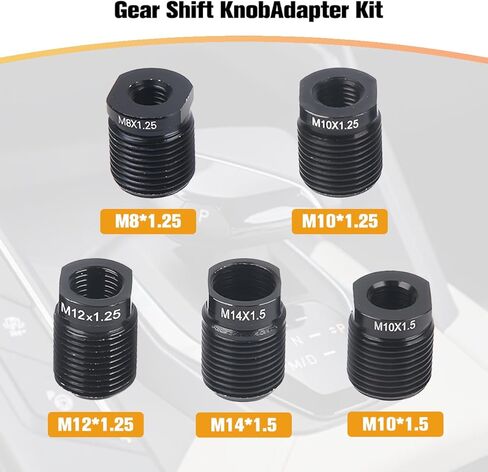 5PCS Car Gear Shift Knob Adapter, Aluminum Alloy Shifter Nut Inserts Kit for M8 M10 M12x1.25, M10 M14x1.5, Automotive Manual Transmission Shifting Thread Adapter, Universal Fit in Saudi Arabia