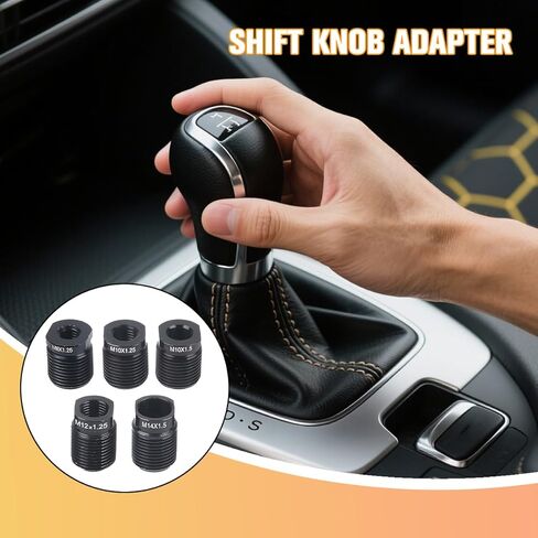 5PCS Car Gear Shift Knob Adapter, Aluminum Alloy Shifter Nut Inserts Kit for M8 M10 M12x1.25, M10 M14x1.5, Automotive Manual Transmission Shifting Thread Adapter, Universal Fit in Saudi Arabia