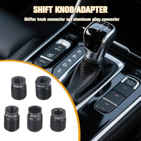 5PCS Car Gear Shift Knob Adapter, Aluminum Alloy Shifter Nut Inserts Kit for M8 M10 M12x1.25, M10 M14x1.5, Automotive Manual Transmission Shifting Thread Adapter, Universal Fit in Saudi Arabia