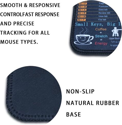 Mouse Pad for Excel/Word/PowerPoint/Wins Shortcuts - 11.8"x9.8" Small Mouse Pad for Gaming/Office, Excel Cheat Sheet Desk Pad with Stitched Edges, Non-Slip Base, Easy Gliding in Saudi Arabia