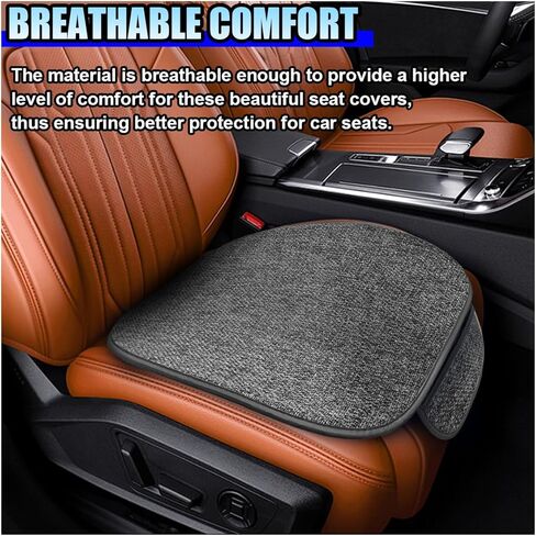 2PCS Car Seat Covers, Anti-Slip Linen Car Seat Protector Cushion with Storage Pocket, Breathable Bottom Seat Covers for Cars, Universal Vehicle Interior Accessories for SUV Truck (Black) in Saudi Arabia