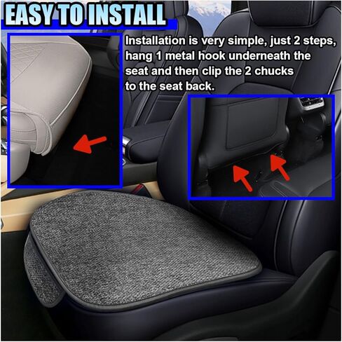 2PCS Car Seat Covers, Anti-Slip Linen Car Seat Protector Cushion with Storage Pocket, Breathable Bottom Seat Covers for Cars, Universal Vehicle Interior Accessories for SUV Truck (Black) in Saudi Arabia