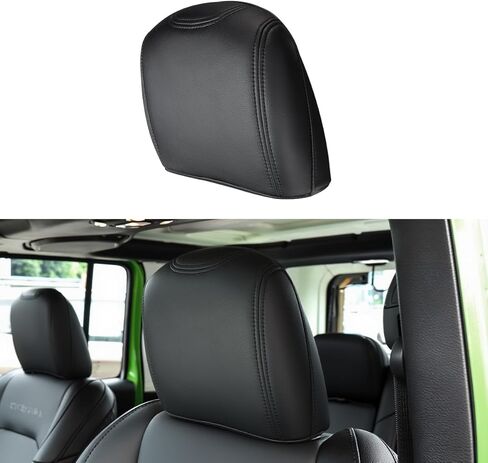 INTGET غطاء مسند الرأس لعام 2025 2026 Ford F150 Accessories 2015-2024 شاحنة مقعد السيارة مسند الرأس للسائق الركاب الجانب ستوكات الجلود حامي الداخلية (غرز سوداء، لفورد F150 2015-2026) in Saudi Arabia