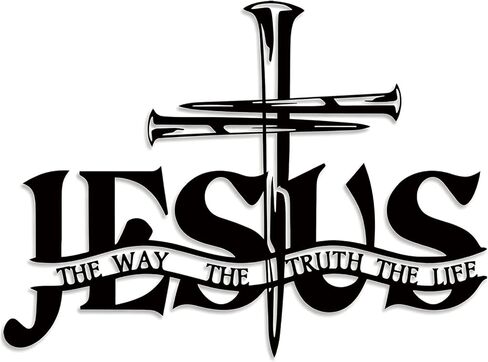 ديكور حائط معدني من TYFYO Cross Jesus Truth - لوحة فنية جدارية مسيحية ملهمة مع عمل فني أنيق، فن جداري مسيحي - مثالي لديكور المنزل أو الكنيسة أو المكتب in Saudi Arabia