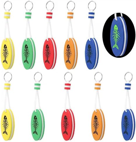 10 قطعة سلسلة مفاتيح عائمة تتوهج في الظلام عظم السمك البيضاوي تعويم مفتاح لركوب القوارب الصيد الإبحار عشاق الرياضة in Kuwait