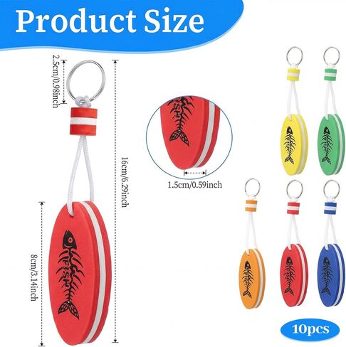 10 قطعة سلسلة مفاتيح عائمة تتوهج في الظلام عظم السمك البيضاوي تعويم مفتاح لركوب القوارب الصيد الإبحار عشاق الرياضة in Kuwait