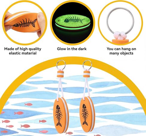 10 قطعة سلسلة مفاتيح عائمة تتوهج في الظلام عظم السمك البيضاوي تعويم مفتاح لركوب القوارب الصيد الإبحار عشاق الرياضة in Kuwait