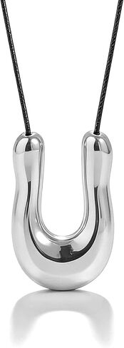 قلادة قلادة مكتنزة من الذهب Ncklace فضية كبيرة قلادة القلائد بيان القلائد الفضية الطويلة للنساء فستان اكسسوارات مجوهرات هدية in Kuwait