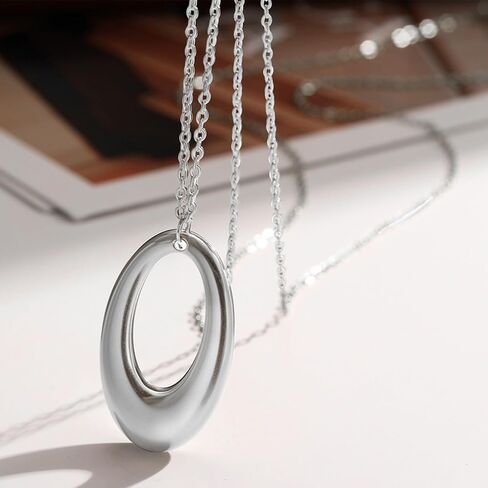 Pendant Necklace Chunky Gold Ncklace Silver Large Pendant Necklaces Statement Long Silver Necklaces for Women Dress Accessories Jewelry Gift in Saudi Arabia