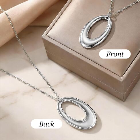 Pendant Necklace Chunky Gold Ncklace Silver Large Pendant Necklaces Statement Long Silver Necklaces for Women Dress Accessories Jewelry Gift in Saudi Arabia