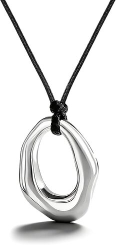 Pendant Necklace Chunky Gold Ncklace Silver Large Pendant Necklaces Statement Long Silver Necklaces for Women Dress Accessories Jewelry Gift in Saudi Arabia