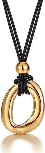 Pendant Necklace Chunky Gold Ncklace Silver Large Pendant Necklaces Statement Long Silver Necklaces for Women Dress Accessories Jewelry Gift in Saudi Arabia