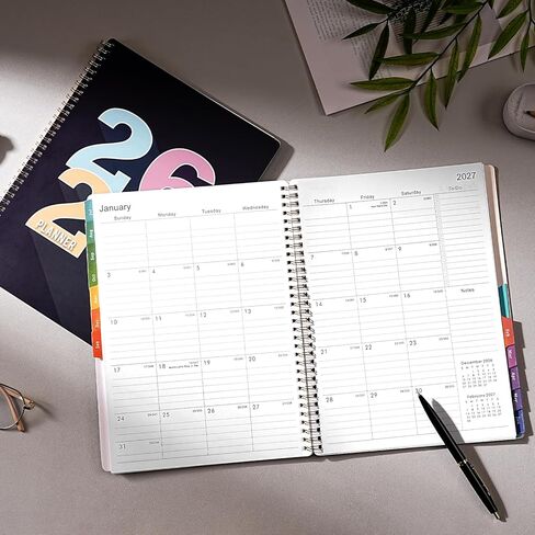 مخطط 2026-2027 - 2026-2027 مخطط أسبوعي وشهري، يوليو 2026 - يونيو 2027، 9 × 11 بوصة، تقويم أكاديمي 26-27 مع عروات ملونة، جيب داخلي، ورق ممتاز، ربط بسلك مزدوج in Saudi Arabia