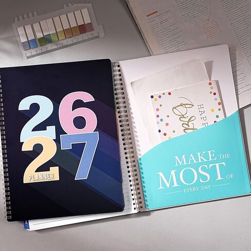 مخطط 2026-2027 - 2026-2027 مخطط أسبوعي وشهري، يوليو 2026 - يونيو 2027، 9 × 11 بوصة، تقويم أكاديمي 26-27 مع عروات ملونة، جيب داخلي، ورق ممتاز، ربط بسلك مزدوج in Saudi Arabia