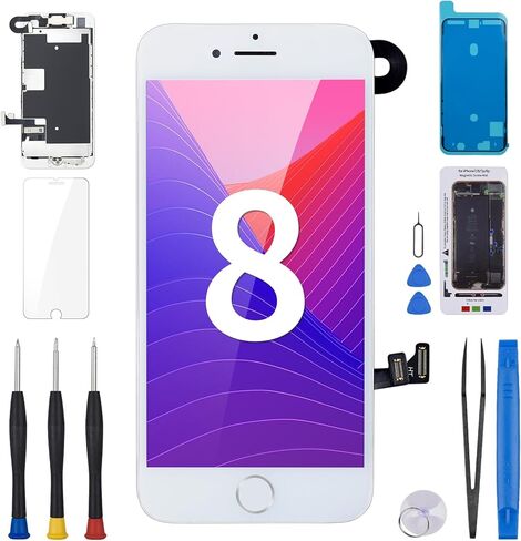 for iPhone 8 Screen Replacement 4.7" Black with Home Button LCD Display for iPhone SE 2nd 2020 Digitizer 3D Touch Assembly Repair Kit Front Camera Speaker Sensor Fix Tools A1863 A1905 A1906 in Kuwait