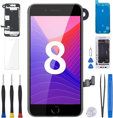 for iPhone 8 Screen Replacement 4.7" Black with Home Button LCD Display for iPhone SE 2nd 2020 Digitizer 3D Touch Assembly Repair Kit Front Camera Speaker Sensor Fix Tools A1863 A1905 A1906 in Kuwait