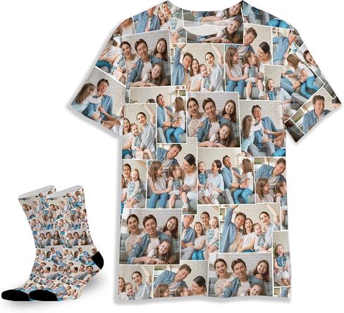 InterestPrint Personalized Socks with Your Family Photo, Custom Family T-Shirts for Men Women, Upload Your Unique Memorable Family Picture-Made in USA in Kuwait
