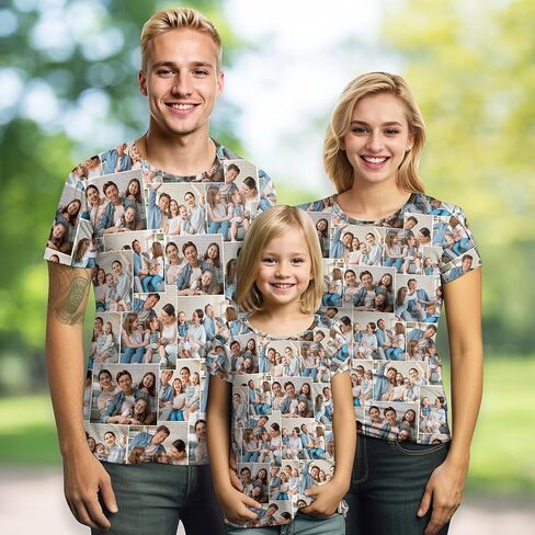 InterestPrint Personalized Socks with Your Family Photo, Custom Family T-Shirts for Men Women, Upload Your Unique Memorable Family Picture-Made in USA in Kuwait