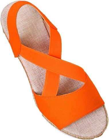 Wedge Sandals for Women Espadrille Platform Ankle Buckle Flat Wedge Heels Cross strap Open Toe Leisure Comfortable Sports Sandals in Saudi Arabia