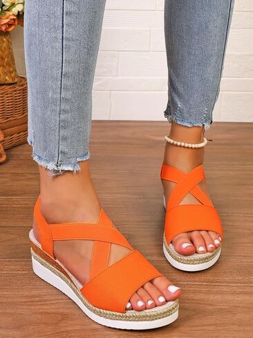 Wedge Sandals for Women Espadrille Platform Ankle Buckle Flat Wedge Heels Cross strap Open Toe Leisure Comfortable Sports Sandals in Saudi Arabia