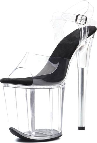 WUXIN H&P Women's 8 in Clear Platform Heels Pole Dancer Shoes, 20cm Exotic Sexy Stiletto Ankle-Strap Heels in Kuwait