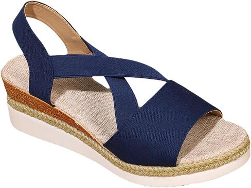 Wedge Sandals for Women Espadrille Platform Ankle Buckle Flat Wedge Heels Cross strap Open Toe Leisure Comfortable Sports Sandals in Saudi Arabia