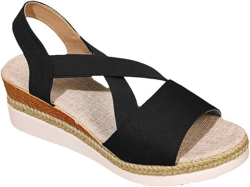 Wedge Sandals for Women Espadrille Platform Ankle Buckle Flat Wedge Heels Cross strap Open Toe Leisure Comfortable Sports Sandals in Saudi Arabia