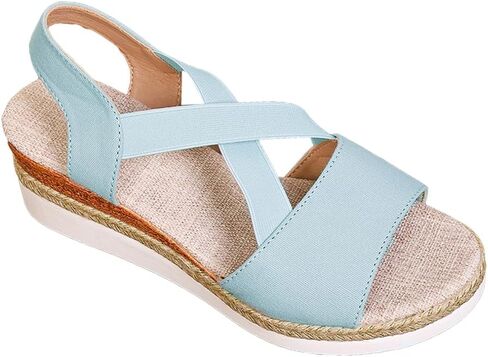 Wedge Sandals for Women Espadrille Platform Ankle Buckle Flat Wedge Heels Cross strap Open Toe Leisure Comfortable Sports Sandals in Saudi Arabia