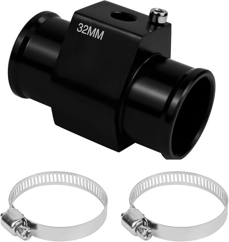 Hovom 38mm Water Temperature Joint Pipe Connector, Aluminum Water Temp Sensor Gauge Radiator Coolant Hose Adapter with 2 Clamps, Radiator Hose Attachment Adapter, Car Accessories(Blue, 38mm) in Kuwait