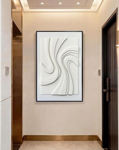 MIX3D 24x36 Inch Large 3D Embossed Wall Art Decor & Abstract Sculpture, Handcrafted Sandstone Texture, Black Wood Grain Frame, Ready to Hang for Entryway Living Room Bedroom Office in Saudi Arabia