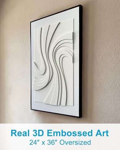 MIX3D 24x36 Inch Large 3D Embossed Wall Art Decor & Abstract Sculpture, Handcrafted Sandstone Texture, Black Wood Grain Frame, Ready to Hang for Entryway Living Room Bedroom Office in Saudi Arabia