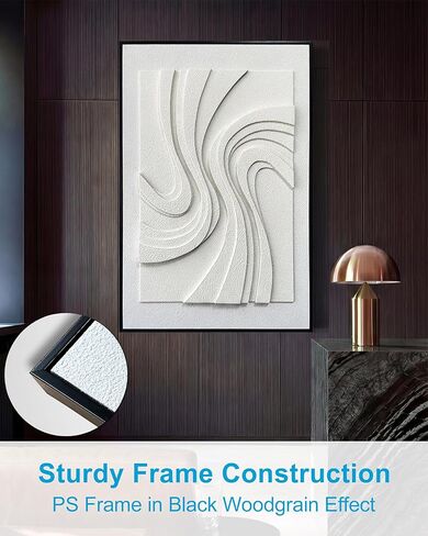 MIX3D 24x36 Inch Large 3D Embossed Wall Art Decor & Abstract Sculpture, Handcrafted Sandstone Texture, Black Wood Grain Frame, Ready to Hang for Entryway Living Room Bedroom Office in Saudi Arabia