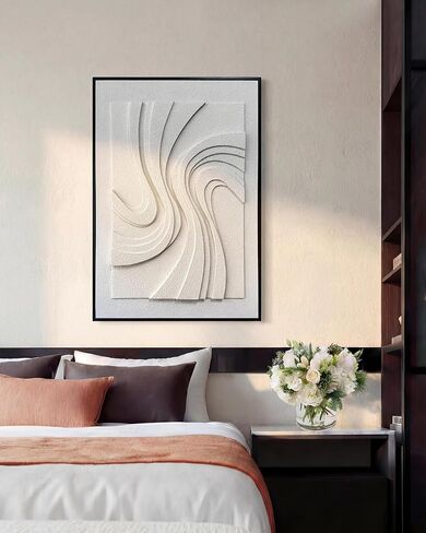 MIX3D 24x36 Inch Large 3D Embossed Wall Art Decor & Abstract Sculpture, Handcrafted Sandstone Texture, Black Wood Grain Frame, Ready to Hang for Entryway Living Room Bedroom Office in Saudi Arabia