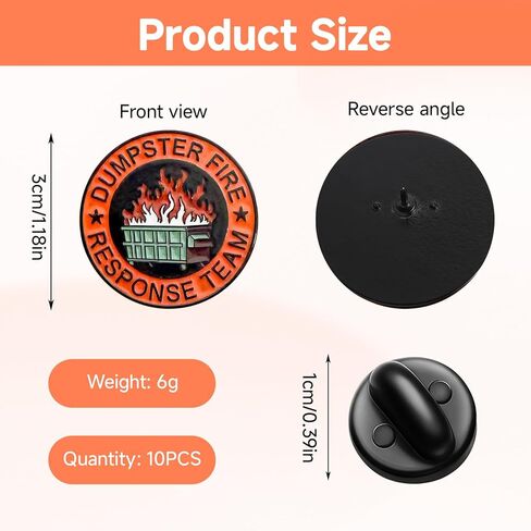 10Pcs Dumpster Fire Response Team Enamel Pins, Emotional Support Dumpster Fire Funny Sarcastic Badges Hilarious Work Team Gifts, For Office Colleagues Jackets Backpacks Desk Decor in Kuwait