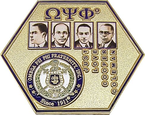 دبوس طية صدر سداسي من Omega Psi/Ψ Phi Founders [ذهبي - عرض 1.8 بوصة × طول 1.5 بوصة] - رقم التعريف #39923 in Saudi Arabia