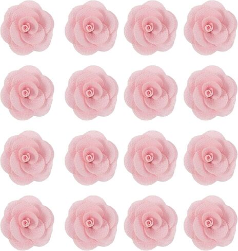 MECCANIXITY 16 Pcs Fabric Roses, 2 Inch Lapel Pin for Men Satin Rose Artificial Flowers for DIY Crafting Accessories Sewing Wrapping Wedding Gift Decoration, Khaki in Saudi Arabia
