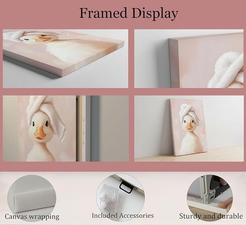 Funny Bathroom Canvas Wall Art Picture Cute Duck Goose Poster Print Whimsical Animal Artwork Painting Wall Decor for Kids Restroom Toilet Home Decoration 8x10in Framed in Saudi Arabia