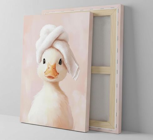 Funny Bathroom Canvas Wall Art Picture Cute Duck Goose Poster Print Whimsical Animal Artwork Painting Wall Decor for Kids Restroom Toilet Home Decoration 8x10in Framed in Saudi Arabia