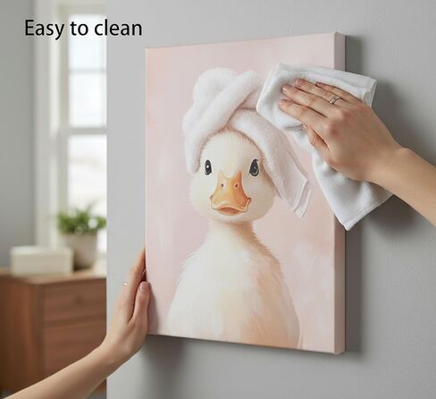 Funny Bathroom Canvas Wall Art Picture Cute Duck Goose Poster Print Whimsical Animal Artwork Painting Wall Decor for Kids Restroom Toilet Home Decoration 8x10in Framed in Saudi Arabia