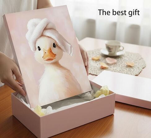 Funny Bathroom Canvas Wall Art Picture Cute Duck Goose Poster Print Whimsical Animal Artwork Painting Wall Decor for Kids Restroom Toilet Home Decoration 8x10in Framed in Saudi Arabia
