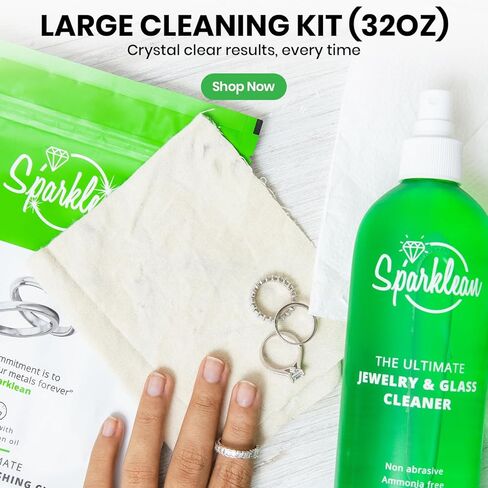 SPARKLEAN Complete Jewelry Cleaning Kit – Ammonia-Free Jewelry Cleaner Spray, Precision Pen & Polishing Cloth for Silver, Gold, Diamond Ring Cleaner in Kuwait