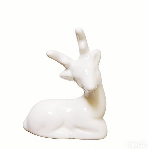 حامل خاتم على شكل حيوانات من البورسلين - منظم مجوهرات من السيراميك، ديكور أبيض للخواتم/الإكسسوارات، هدية تخزين مجوهرات صغيرة (غزال) in Kuwait