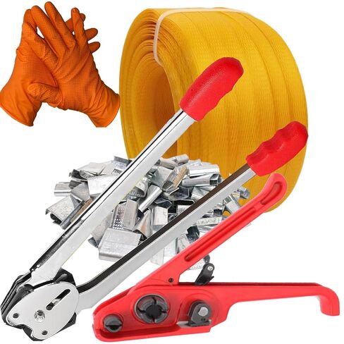 Packaging Banding Strapping Kit, Pallet Poly Strapping Kit,Tensioner Tool Sealer, Banding Tool, 4000" Length x 1/2" Wide PP Packaging Strapping Banding Belt,100 Metal Seals, for Packing and Shipping in Saudi Arabia
