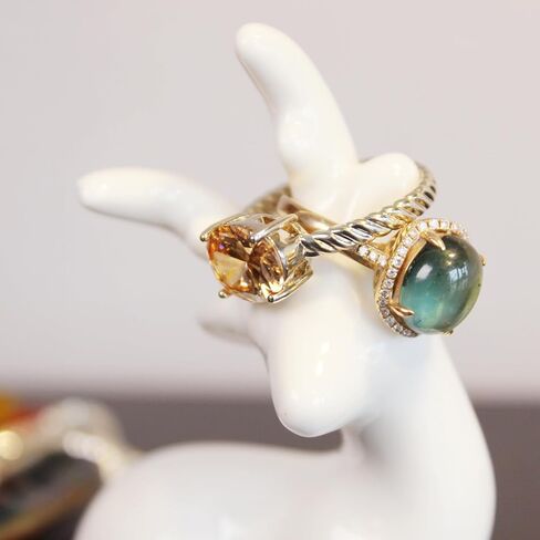 Porcelain Animal Ring Holder - Ceramic Creature Jewelry Organizer, White Vanity Decor for Rings/Accessories, Compact Jewelry Storage Gift (deer) in Saudi Arabia