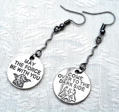 May The Force Be With You, Come Over To The Dark Side Asymmetric Dangle Earrings, Sci Fi Geek Gift in Kuwait